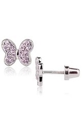 catchy silver cubic zirconia June birthstone butterfly baby earrings